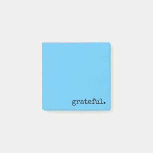 grateful typography blue post-it notes
