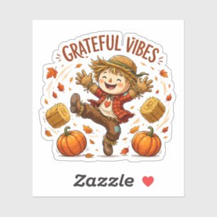 Grateful Vibes Scarecrow Autumn Sticker