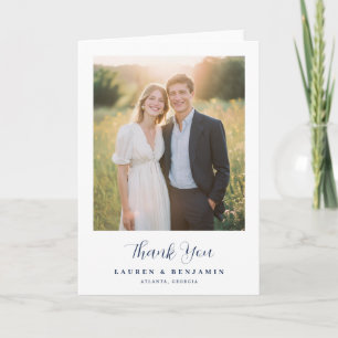 Grateful Warm Minimalist Photo Letterpress Thank You Card