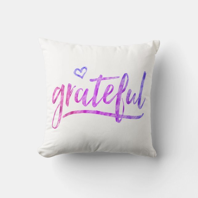 Grateful Watercolor Throw Pillow (Front)