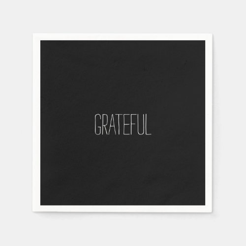 GRATEFUL White  and Black Cocktail Napkins