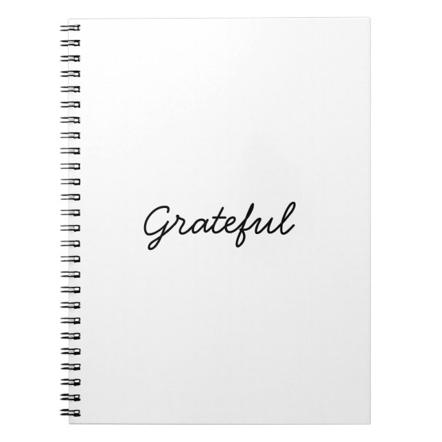 Grateful white custom script minimalist gratitude notebook (Front)