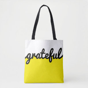 Grateful Yellow Black White Color Block Tote Bag
