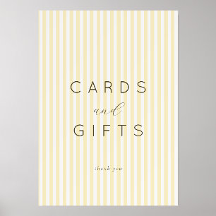 Grateful Yellow Striped Minimalist Thank You Card Holder