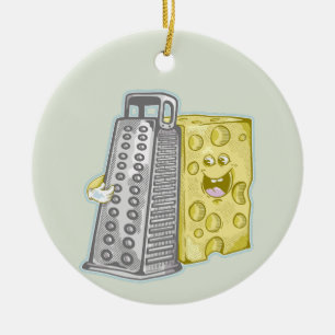 Grating cheese with a grater Funny food Ceramic Ornament
