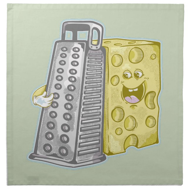 Grating cheese with a grater Funny food Cloth Napkin (Front)