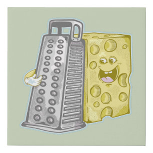 Grating cheese with a grater Funny food Faux Canvas Print