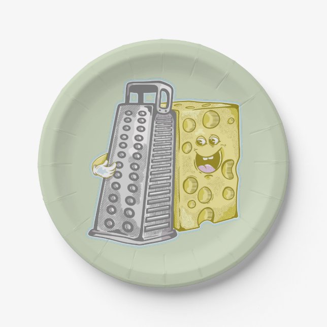 Grating cheese with a grater Funny food Paper Plates (Front)