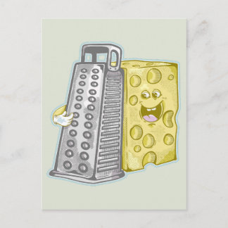 Grating cheese with a grater Funny food Postcard