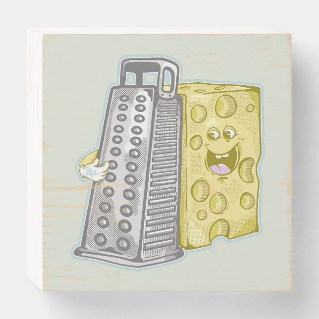 Grating cheese with a grater Funny food Wooden Box Sign (Front Horizontal)