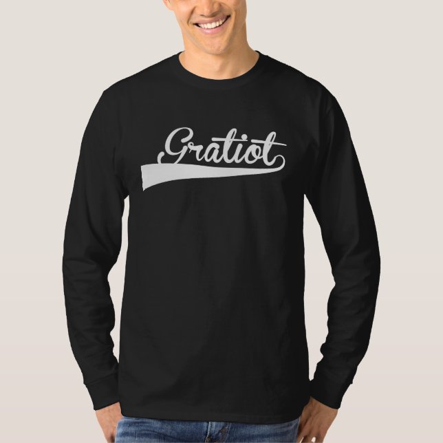 GRATIOT Baseball Vintage Retro Font T-Shirt (Front)