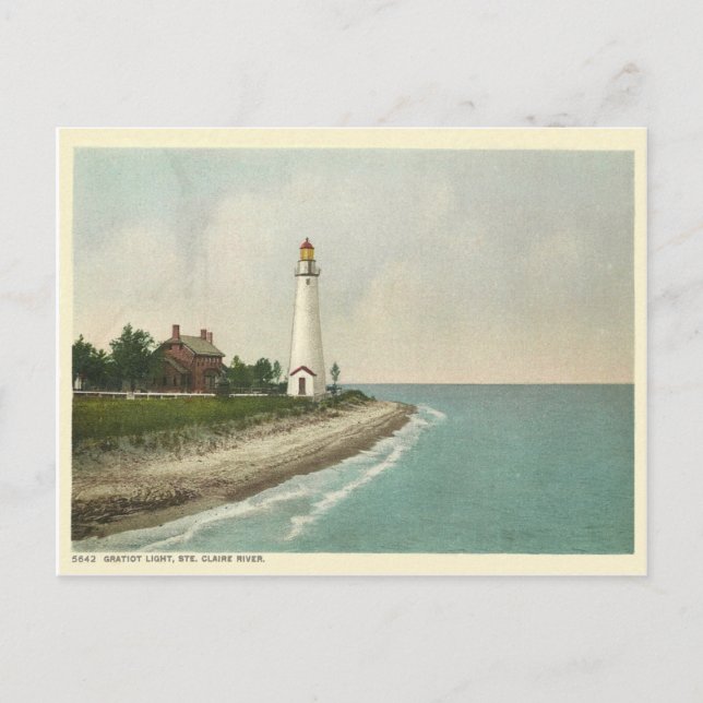 Gratiot Light Michigan Postcard (Front)