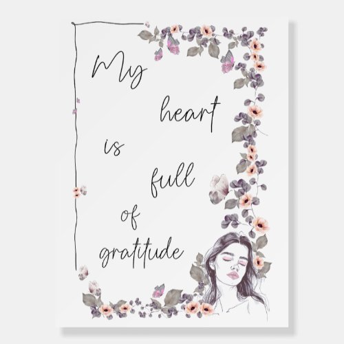 Gratitude Affirmation. Floral Positive Mindset Foam Board