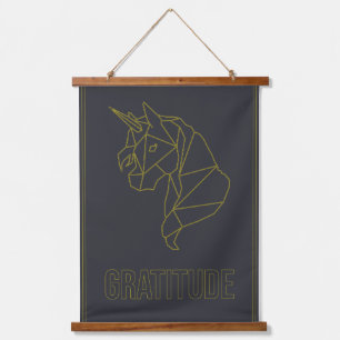 Gratitude affirmation poster of a unicorn horse hanging tapestry