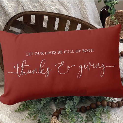 Gratitude and Giving Saying Lumbar Pillow