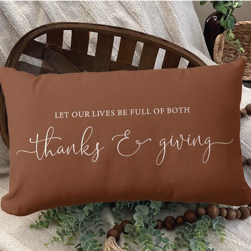 Gratitude and Giving Saying Lumbar Pillow