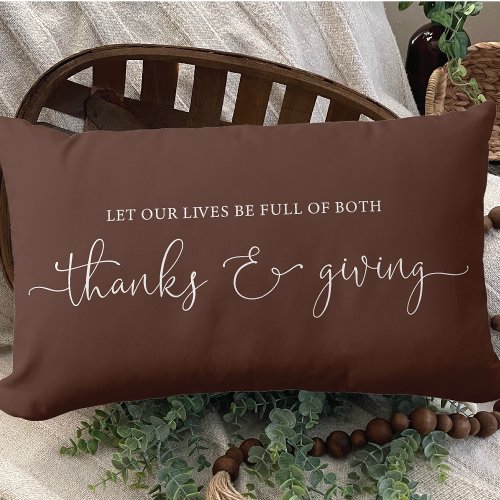 Gratitude and Giving Saying Lumbar Pillow