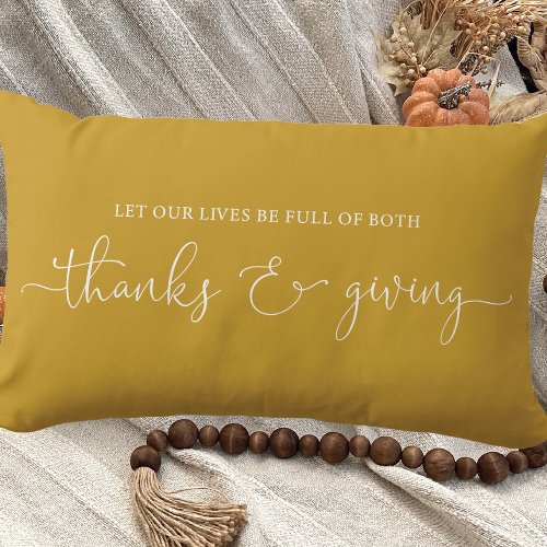 Gratitude and Giving Saying Lumbar Pillow