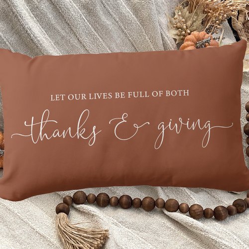 Gratitude and Giving Saying Lumbar Pillow