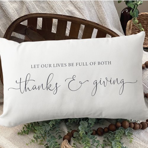 Gratitude and Giving Saying Lumbar Pillow