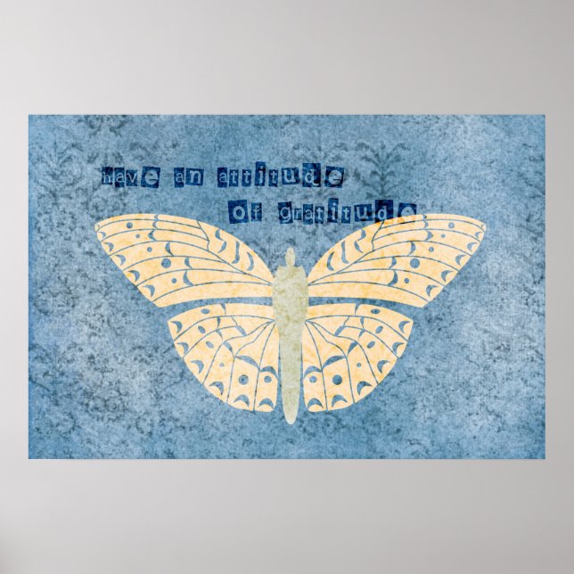 Gratitude Attitude Butterfly Poster (Front)