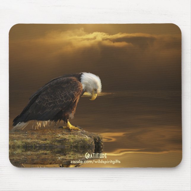 "Gratitude" Bald Eagle & Golden Sun Mouse Pad (Front)