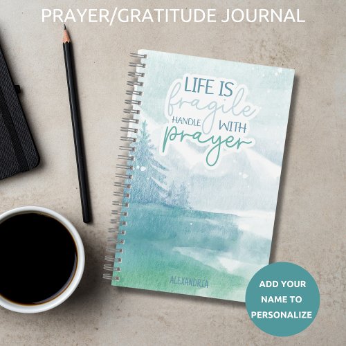 Gratitude Bible Prayer Journal Blue Watercolor