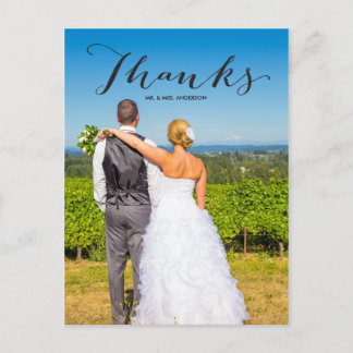 Gratitude Black | Photo Wedding Thank You Postcard