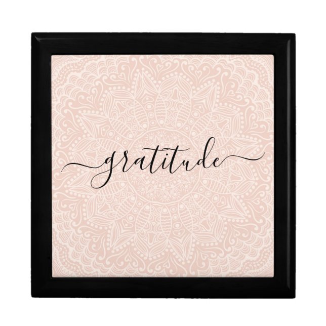 Gratitude blush pink script gift box (Front)