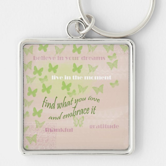 Gratitude Butterflies Keychain (Front)