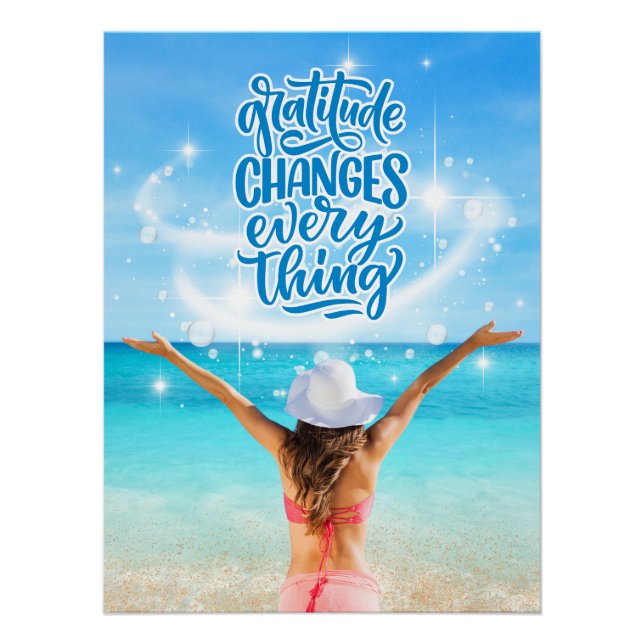 Gratitude Changes Everything Tropical Beach Post Poster (Front)
