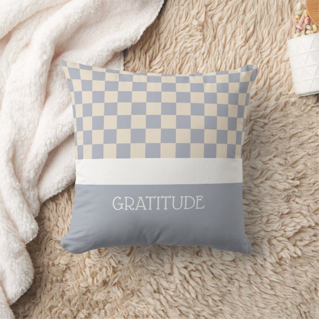 Gratitude Checkered Journal Throw Pillow (Blanket)