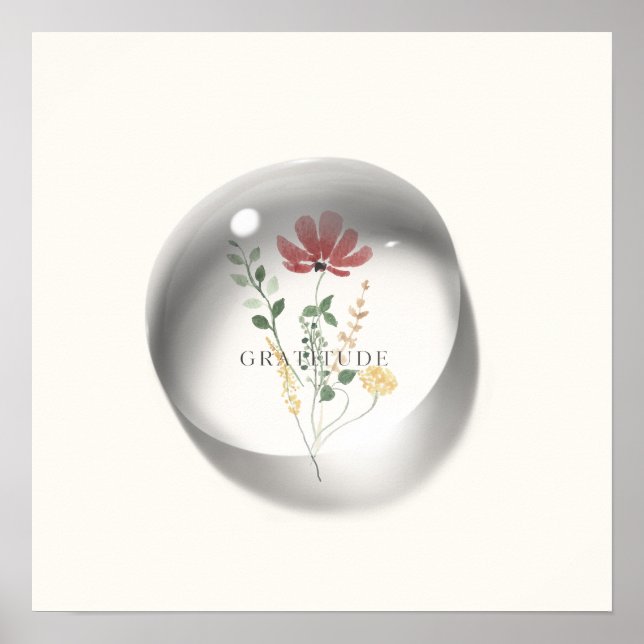 Gratitude Floral Water-drop Minimal Poster (Front)
