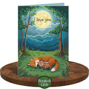 Gratitude Fox Parent Child Cuddle Moon Forest Love Card