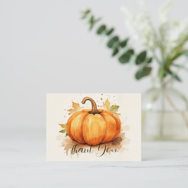 Gratitude Harvest Pumpkin Thank You Note Card (Standing Front)