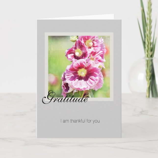 Gratitude Hollyhocks Card (Front)