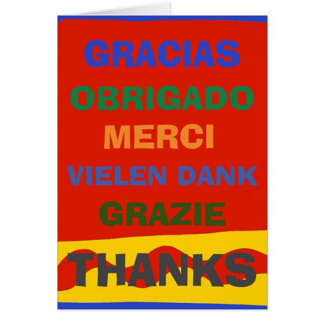 Gratitude in several languages,  edit text cards (Front)