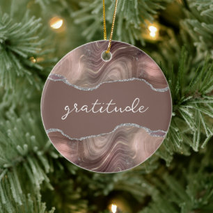 Gratitude Inspirational Agate Christmas Ornament