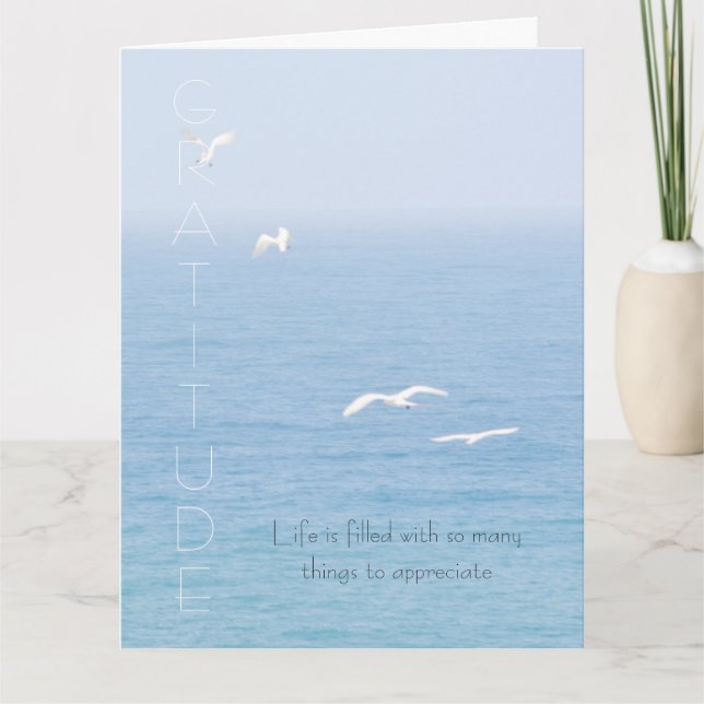 Gratitude Inspirational Birds over Ocean Card (Front)