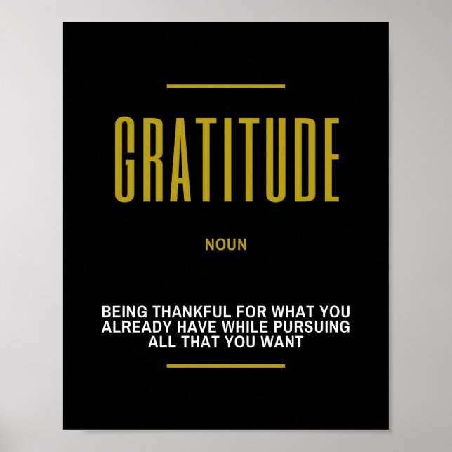 Gratitude Inspirational Quote On Success Poster (Front)