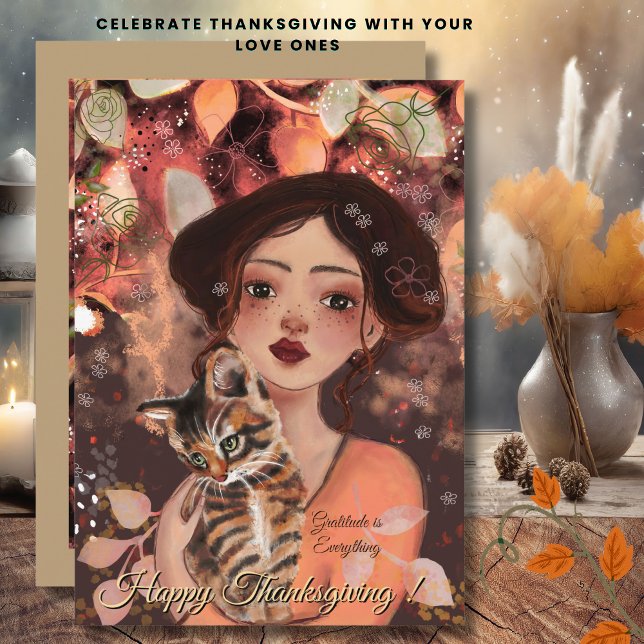 Gratitude is Everything Autumn Cat Lover Card (Gratitude is Everything Autumn Cat Lover Card)