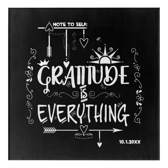 Gratitude is Everything Note to Self Chalkboard Acrylic Print (Front)
