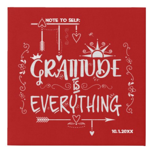 Gratitude is Everything Note to Self Chalkboard Faux Canvas Print