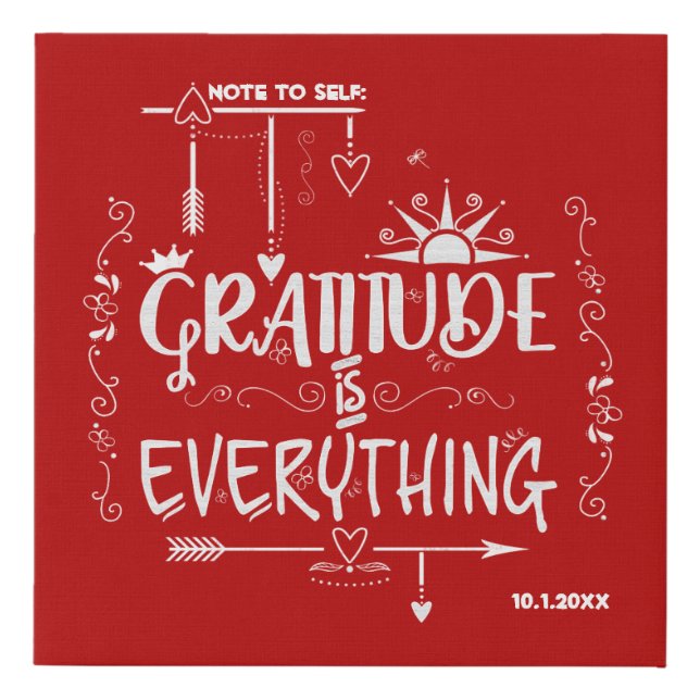Gratitude is Everything Note to Self Chalkboard Faux Canvas Print (Front)