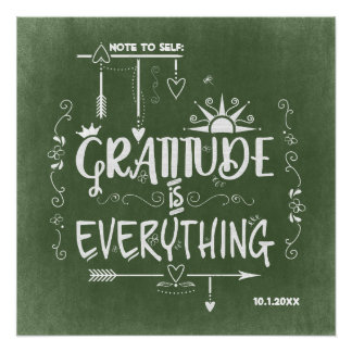 Gratitude is Everything Note to Self Chalkboard Poster