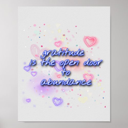 gratitude is open the door to abundance poster