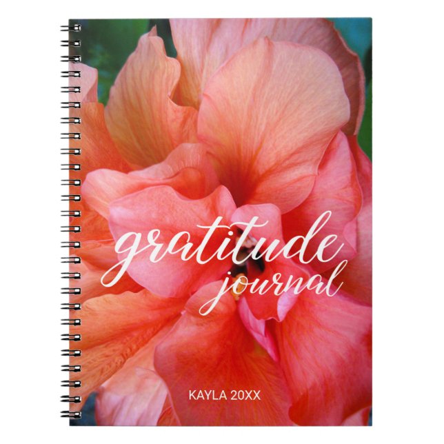 Gratitude Journal Beautiful Flower and Custom Name (Front)