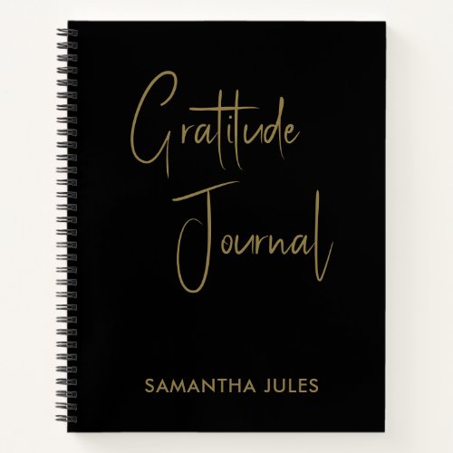 Gratitude Journal Black Gold Script