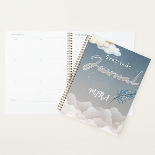 Gratitude Journal – Blue Moon &amp; Clouds, Daily Refl Planner
