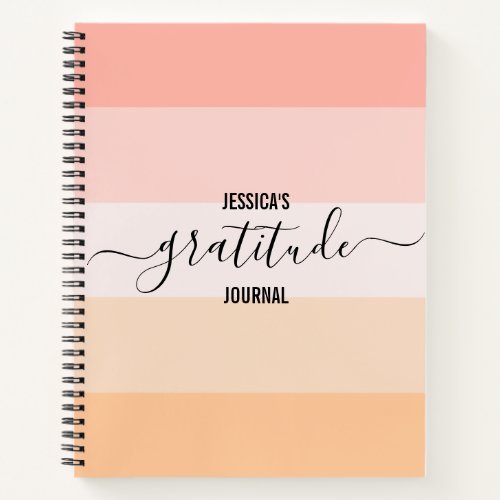 Gratitude Journal blush pink striped script name